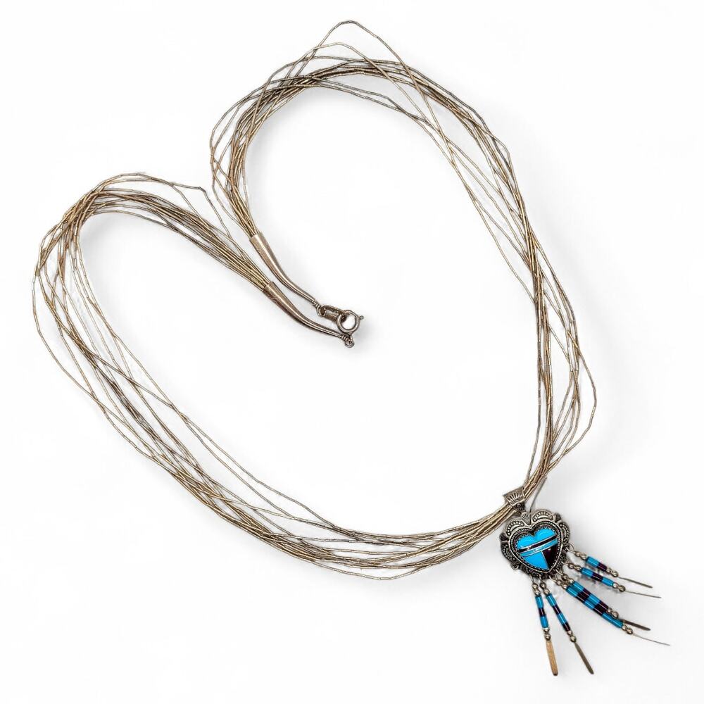 Southwestern‎ Sterling Silver Sugilite Turquoise Heart Necklace Bold Statement